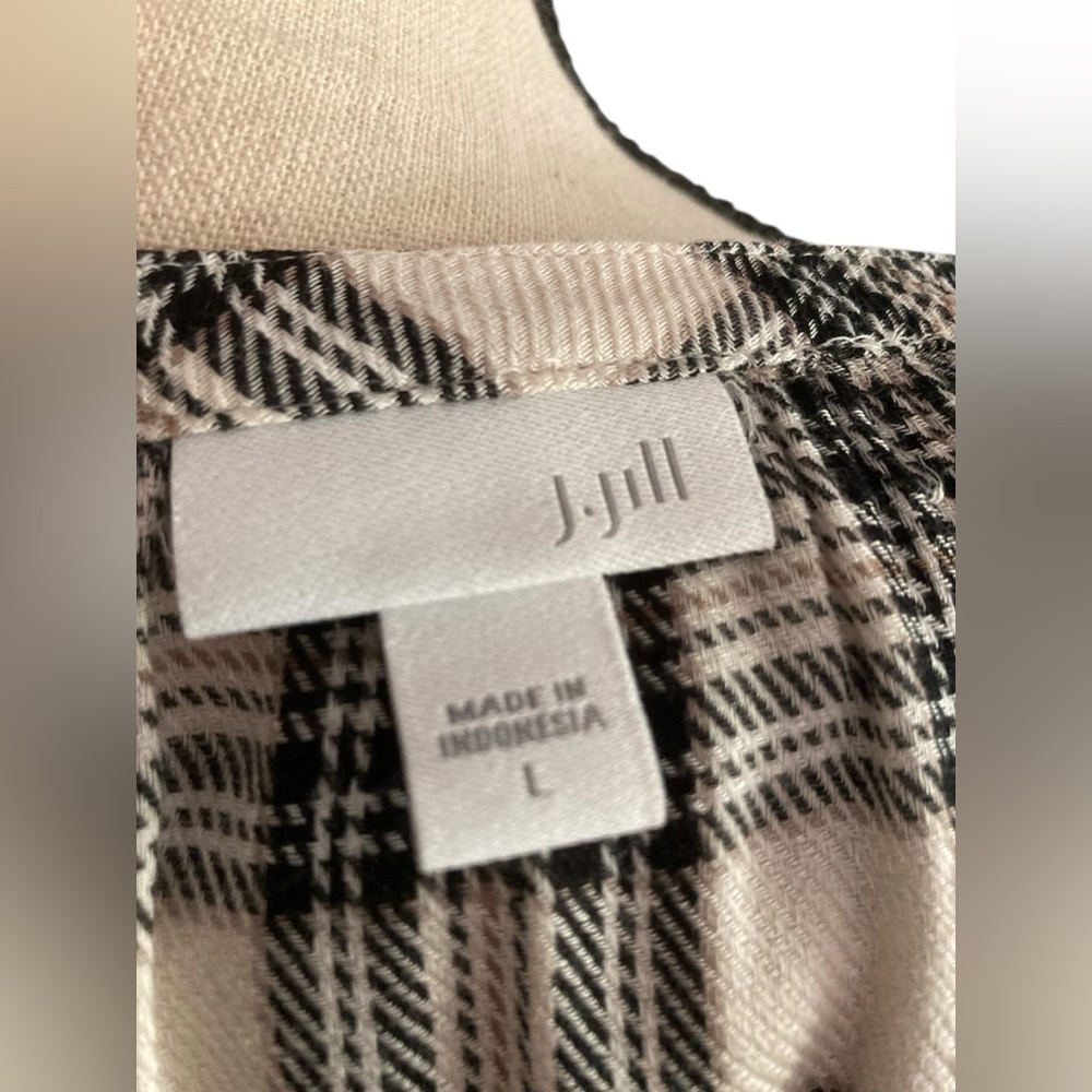 Women’s J Jill plaid tunic top size L button down long sleeve boho casual spring - Picture 5 of 8
